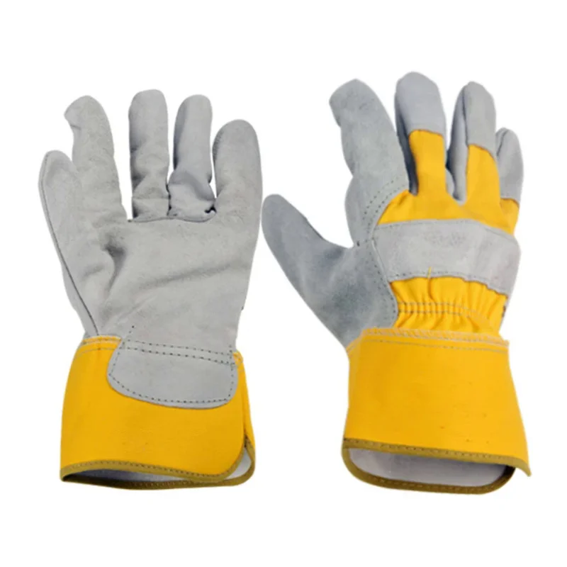 

Split Cow Leather Work Gloves Heavy Duty Perfect for Mechanics Welding Gardening Driving Leather Safety Gloves 6 Pairs