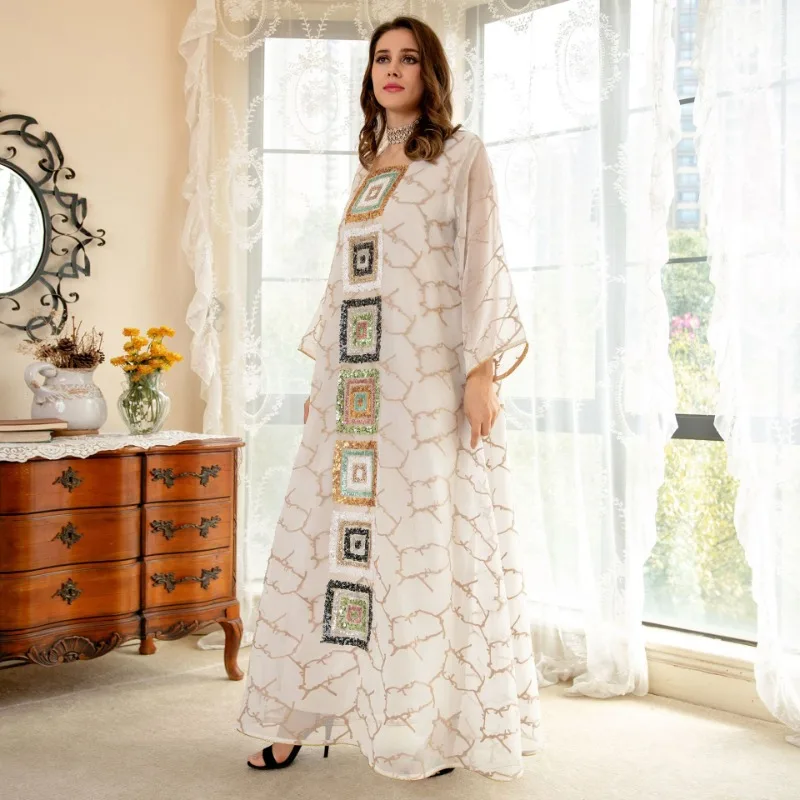 Women's Clothes Hot-Selling Plus Color Dress Window Screen Big Robe Arab Sequin Embroider Clothing open abaya  abaya dress
