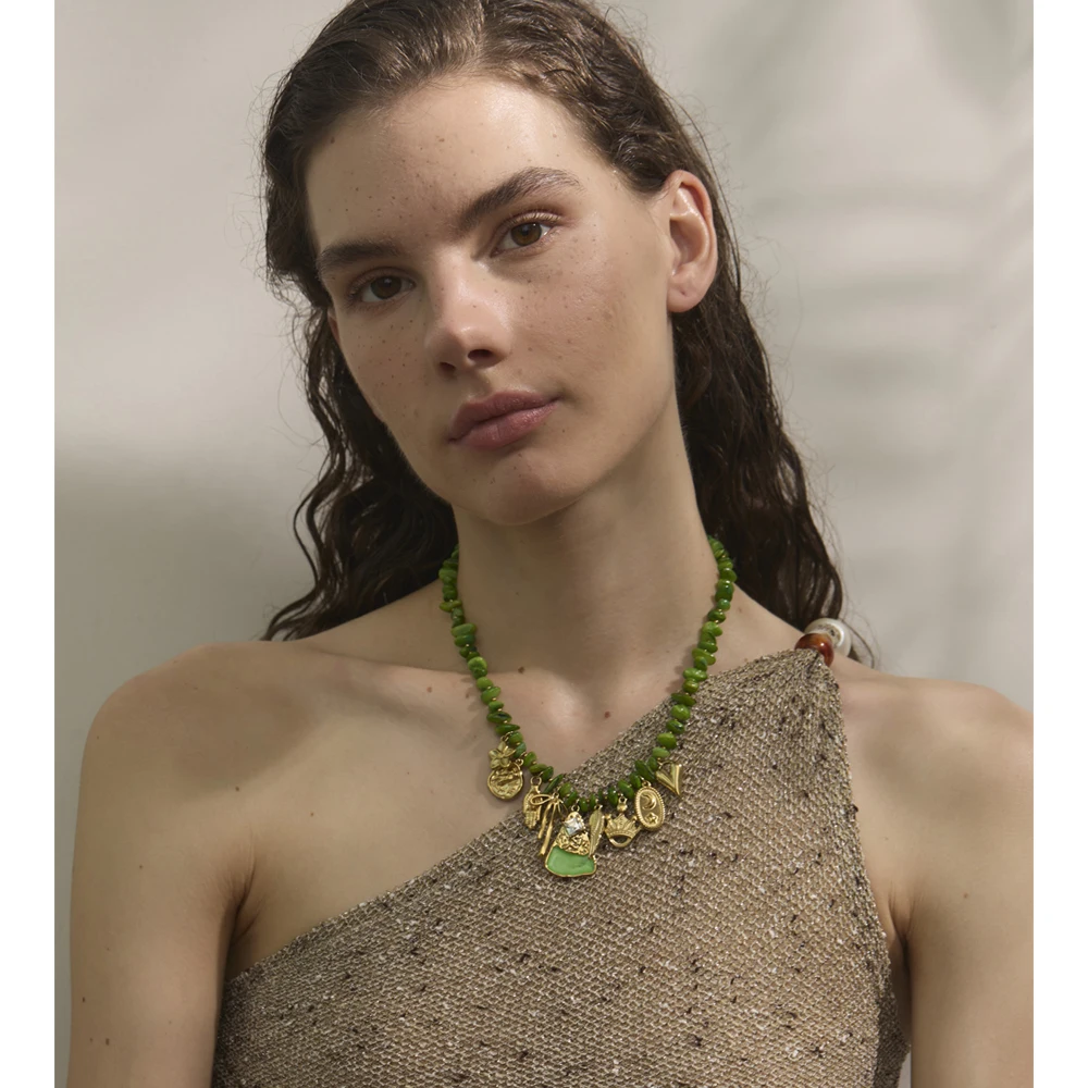 Yhpup Necklace Green Shell Chain Necklace Gift