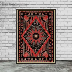 Celestial Bohemian Canvas Art: Sun, Moon, Stars & Planets Wall Decor - 13X18cm NoFrame (E)