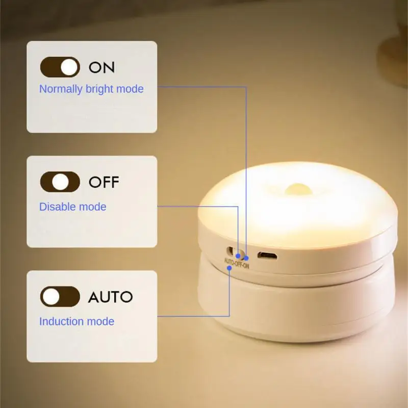 

Светодиодная лампа с USB-зарядкой, Круглый энергосберегающий светодиодный светильник, для спальни, коридора, дома, ванной