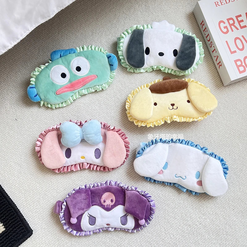Sanrio Cute Sleeping Eyeppatch Cinnamoroll Kuromi Peluche Eye Patch Girl Pochacco My Melody Shading Eye Mask Travel Rest Eyepatch