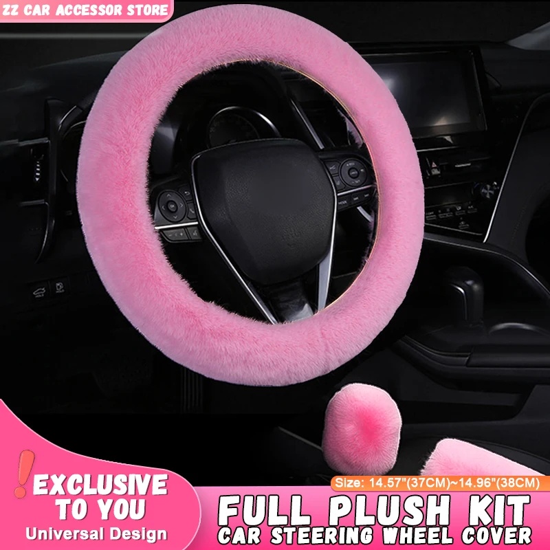 Coprivolante Per Auto In Peluche Kit Universale Accessori Per Auto Interni Soft Elastic Handbrake Gear Funda Volante Coche Decoration