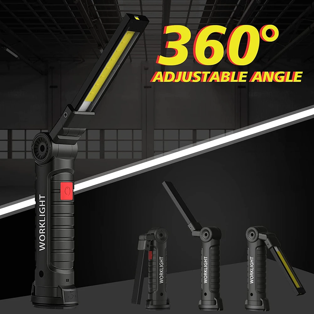 USB Flashlight Rechargeable Torch Tool Gifts Men LED Work Light Magnetic Base 5 Modes Home Outdoor Camping led flashlight