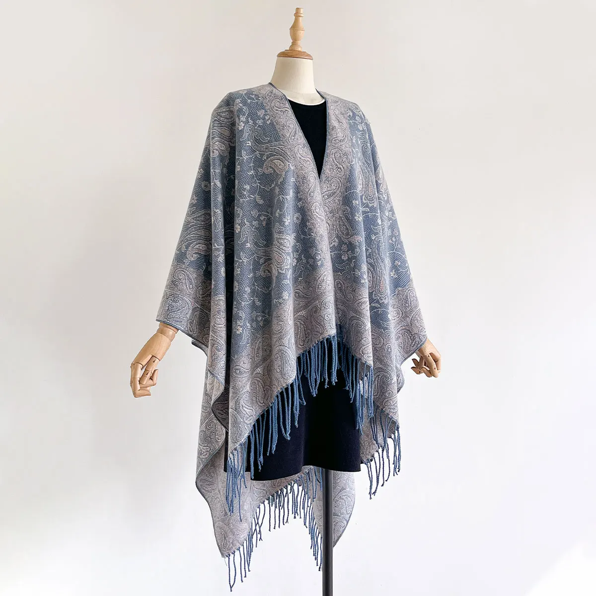 Winter Women Warm Slit Large Shawl Double Sided Paisley Jacquard Thickening Blanket Luxury Scarf Female Pashmina Keep Warm Cloak