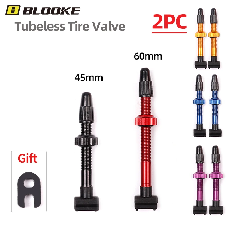 

2PCS 45/60mm Bicycle Tubeless Valve Presta F/V Cap Mountain Bicycle Nipple W/Tool For MTB Road Bike Alloy Accessories