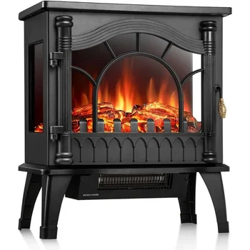 Chauffage de cheminée électrique infrarouge de 20 pouces, poêle autoportant avec puissance de 1000 W/1500 W, effets de flamme réalistes 3D, réglable 1