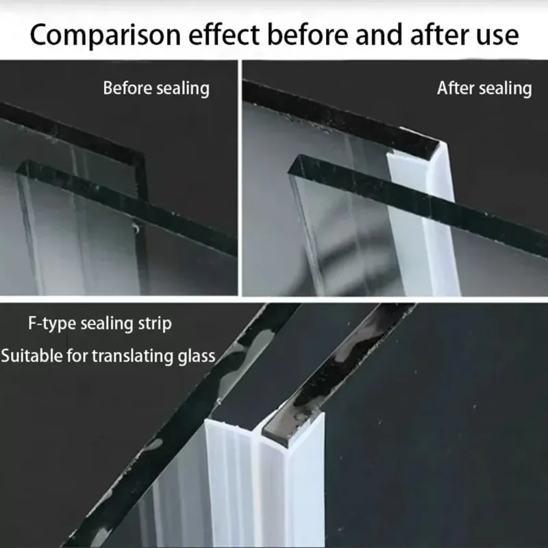 6/8/10/12mm Gap Glass Shower Door Seal Strip Rubber Bathroom Shower Door Window Weather Strips Draft Stopper Bathroom Sealer