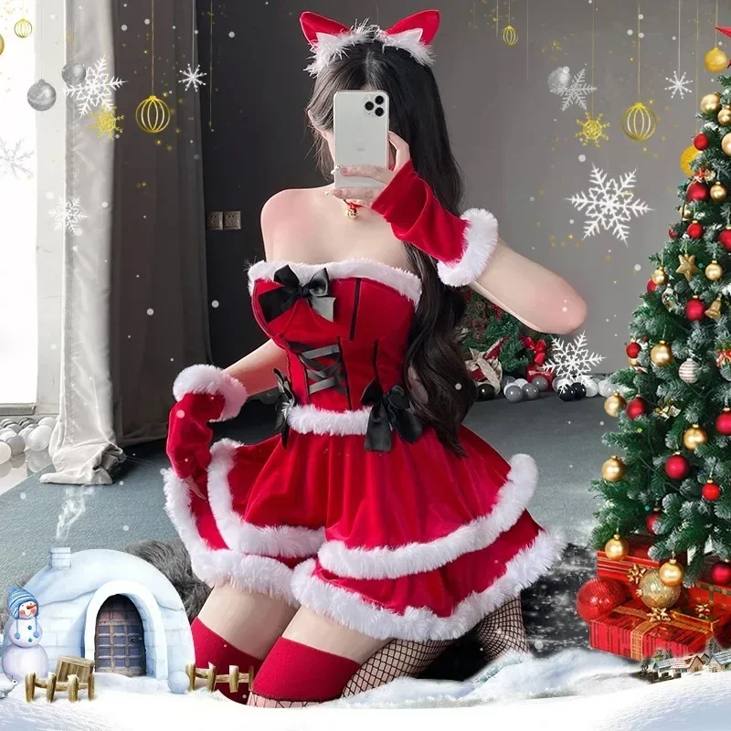 

Sexy Christmas costumes Women Dress Cosplay Santa Claus suit Xmas Sexy Lady Winter Dress Bunny Girls Uniform Dress Up Outfit