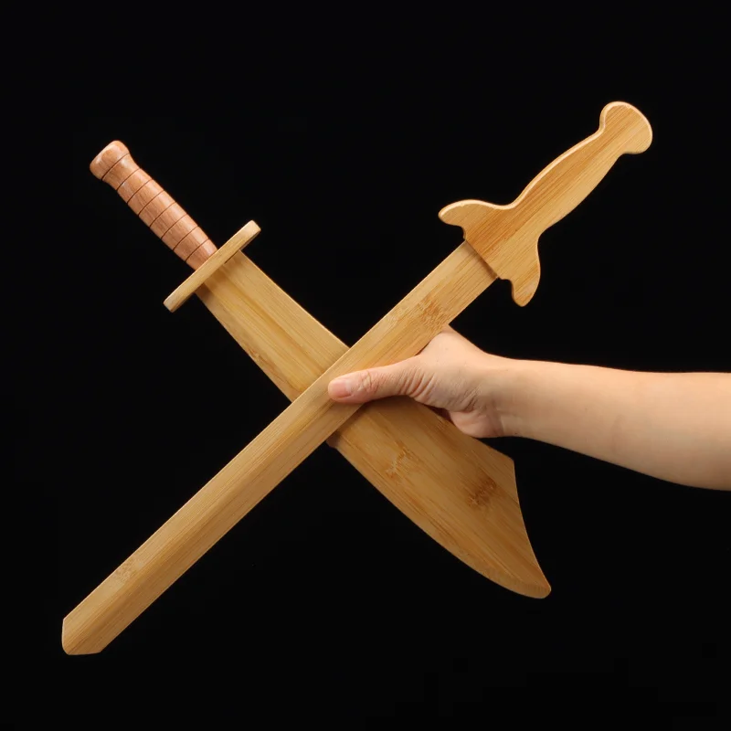 Children's Solid Wood Curved Broadsword for Martial Arts and Performance