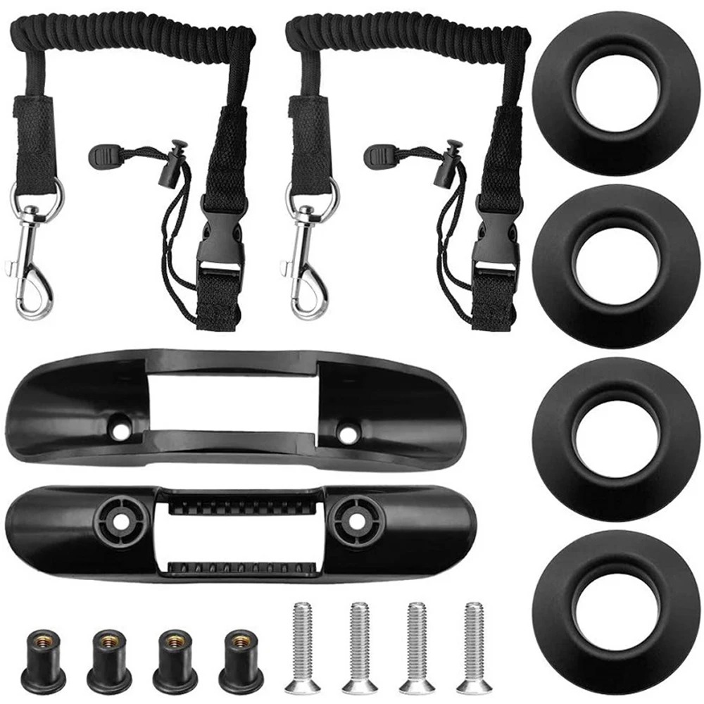 

Universal Boat Accessories Set Kayak Paddle Holder Clips + Adjustable Kayak Safety Paddle Leashes + Water Sports Drip Rings