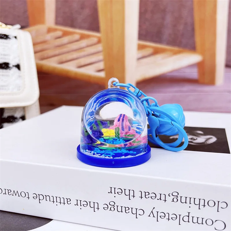 Cartoon Creative Marine Small Animal Oil Quicksand Key Chain Fashion Bag Exquisite Accessories Pendant Gift