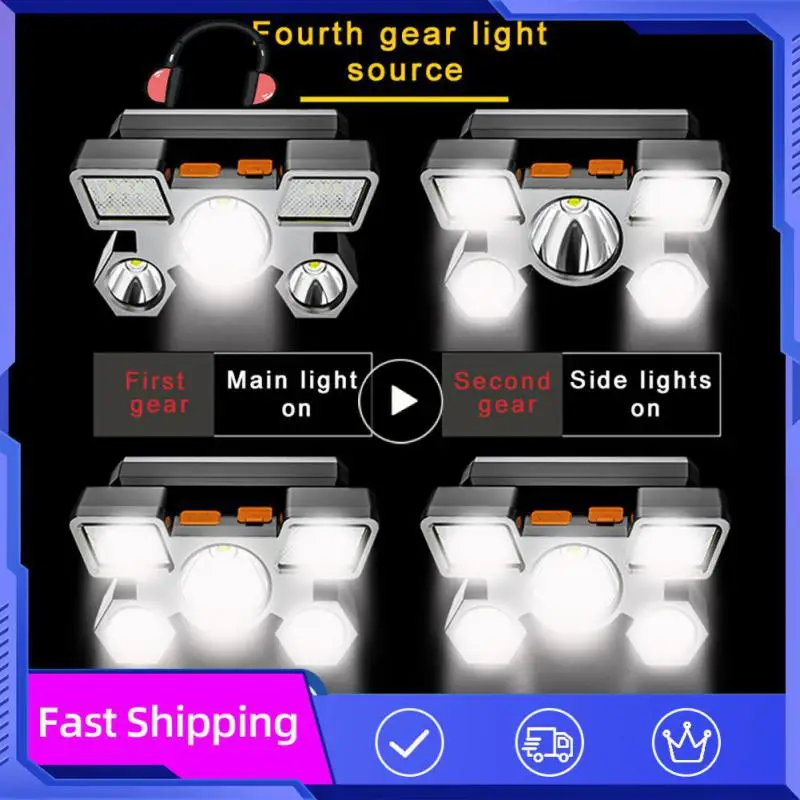 USB 충전식 LED 손전등, 강한 빛 손전등, 야외 모험 하이킹 캠핑 헤드 라이트, 낚시 헤드램프 랜턴