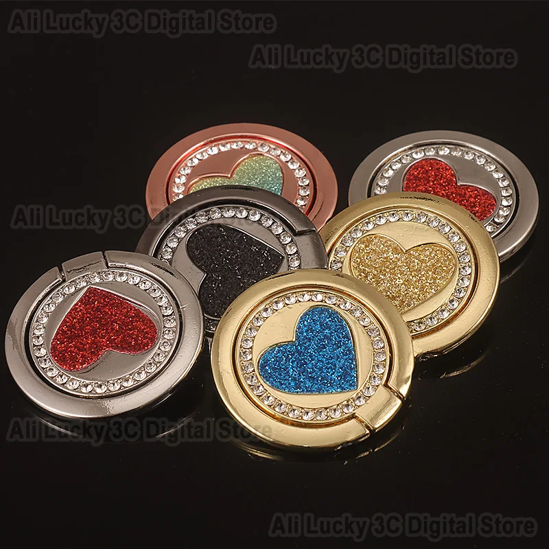 Diamond-Encrusted Foldable Ring Finger Holder - Portable Universal Phone Stand