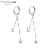 YUXINTOME 1 PC 925 en argent Sterling aiguille d'oreille coloré Zircon chaîne gland boucles d'oreilles pour les femmes deux trous boucle d'oreille bijoux A45