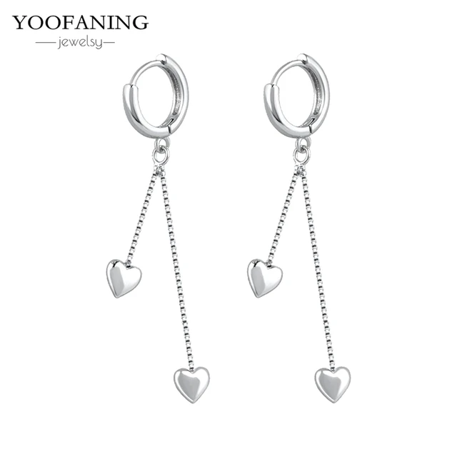 YUXINTOME 1 PC 925 en argent Sterling aiguille d'oreille coloré Zircon chaîne gland boucles d'oreilles pour les femmes deux trous boucle d'oreille bijoux A45