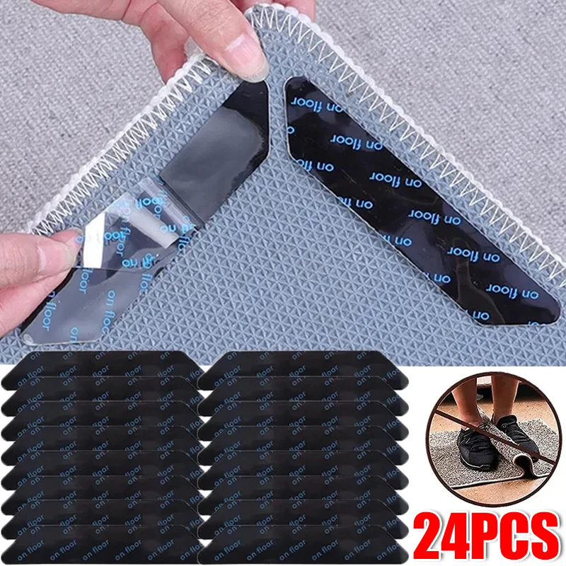 24/8 pezzi adesivi per tappeti autoadesivi riutilizzabili lavabili antiscivolo nastro per tappeti adesivo fisso per tappeti da bagno pinze per toppe