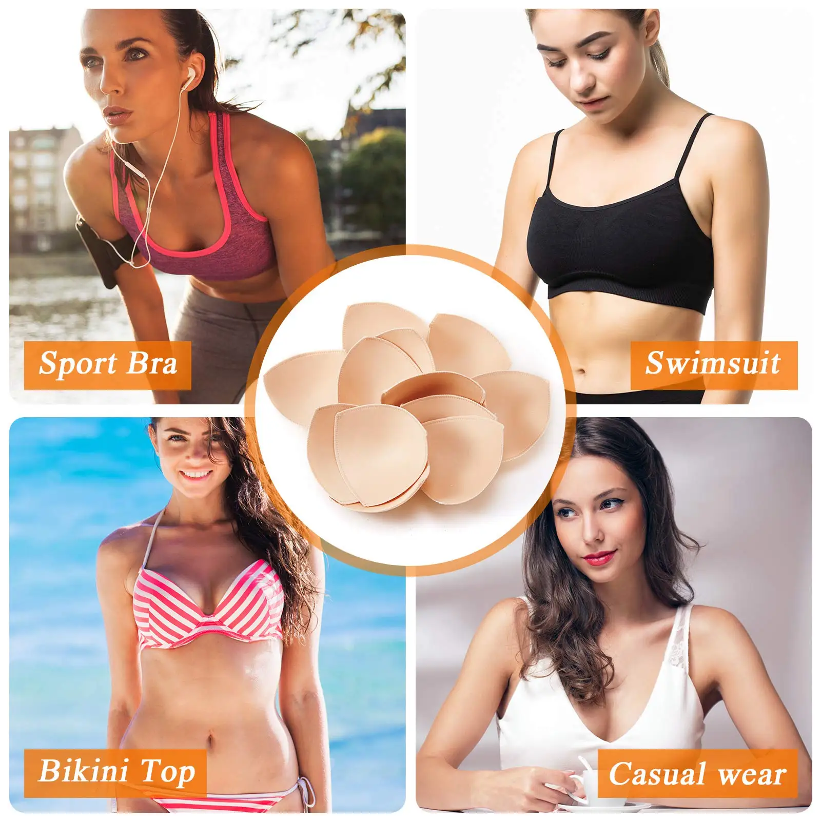 Zestaw trójkątnych biustonosze Push Up z gąbki dla kobiet niewidoczny strój kąpielowy Bikini wzmacniacz piersi akcesoria do podkładki pod kubki klatki piersiowej