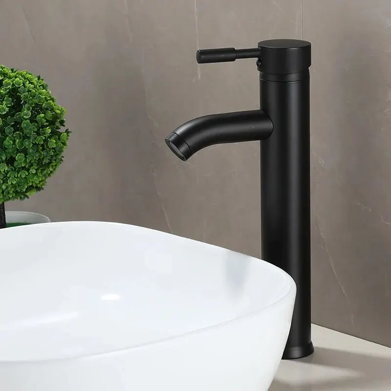basin faucet Black Minimalist Style Bathroom Faucet Hot Cold Water Sink Mixer Tap Stainless Steel Basin Faucets