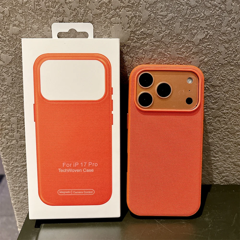 Deluxe Tech Fabric Magnetic Phone Case with Non-Slip Solid Color Back Cover and Gift Packaging Box