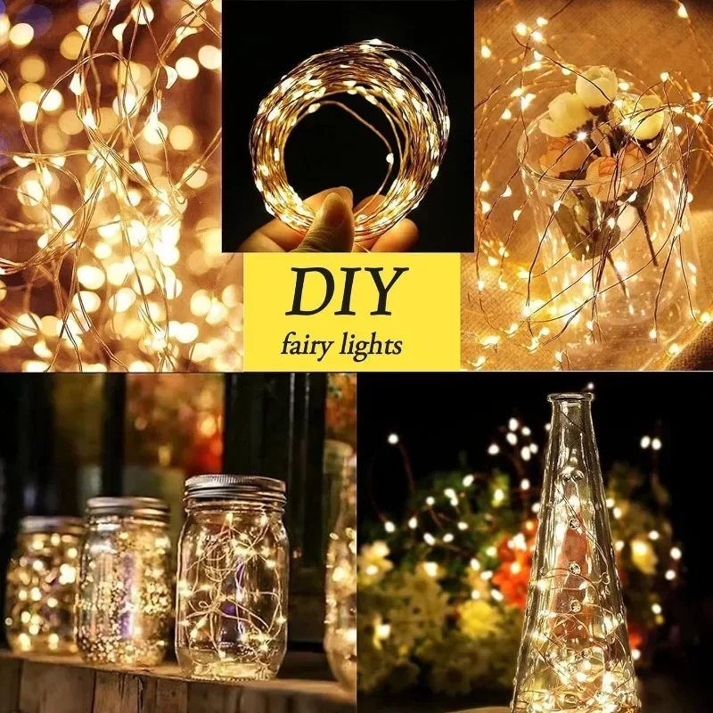 Led string lights decorative lights string lights led fairy lights copper wire USB LED string lights garland fairy string light for holiday Christmas wedding party garden patio lights decoration