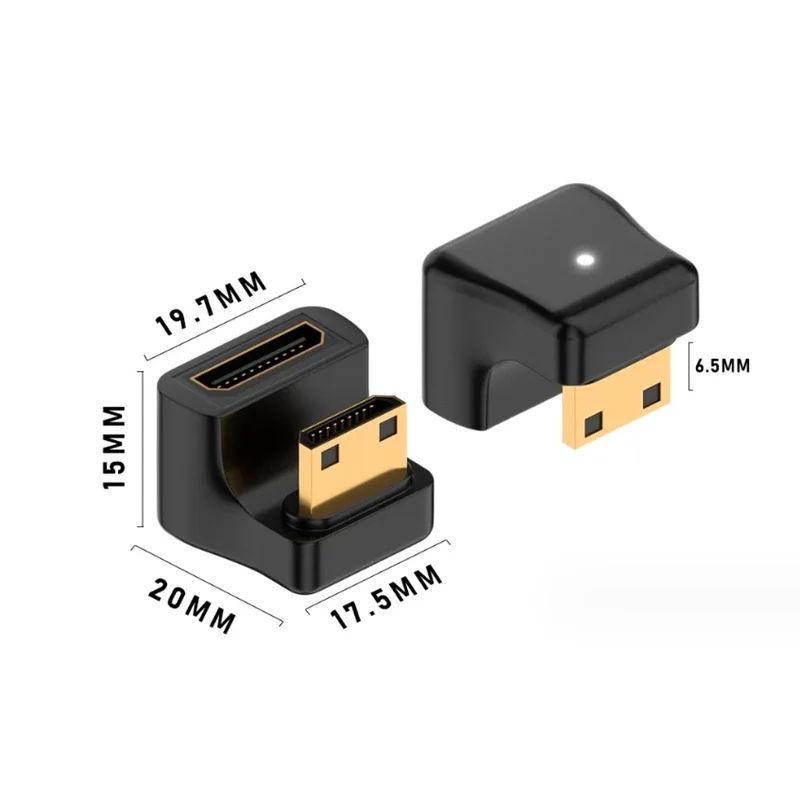 HDMI Adapter 360 Degree Angled U-shaped L Converter Mini HDMI Male to HDMI-compatible 2.1V Female Extension 4K 5K 3D UHD 8K 60Hz Adapter