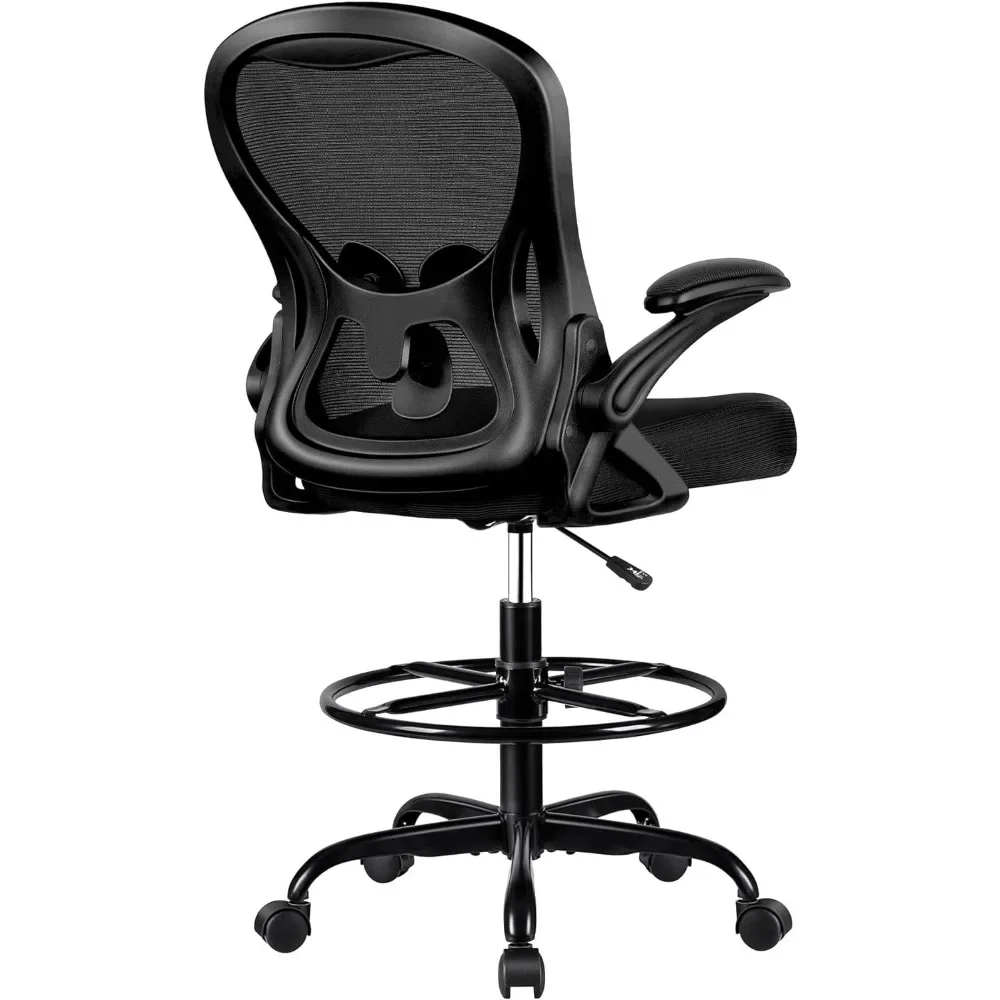 Ergonomic Standing Desk Chair,Lumbar Support Computer Chair Swivel Task Rolling with Adjustable Flip-up Freight free