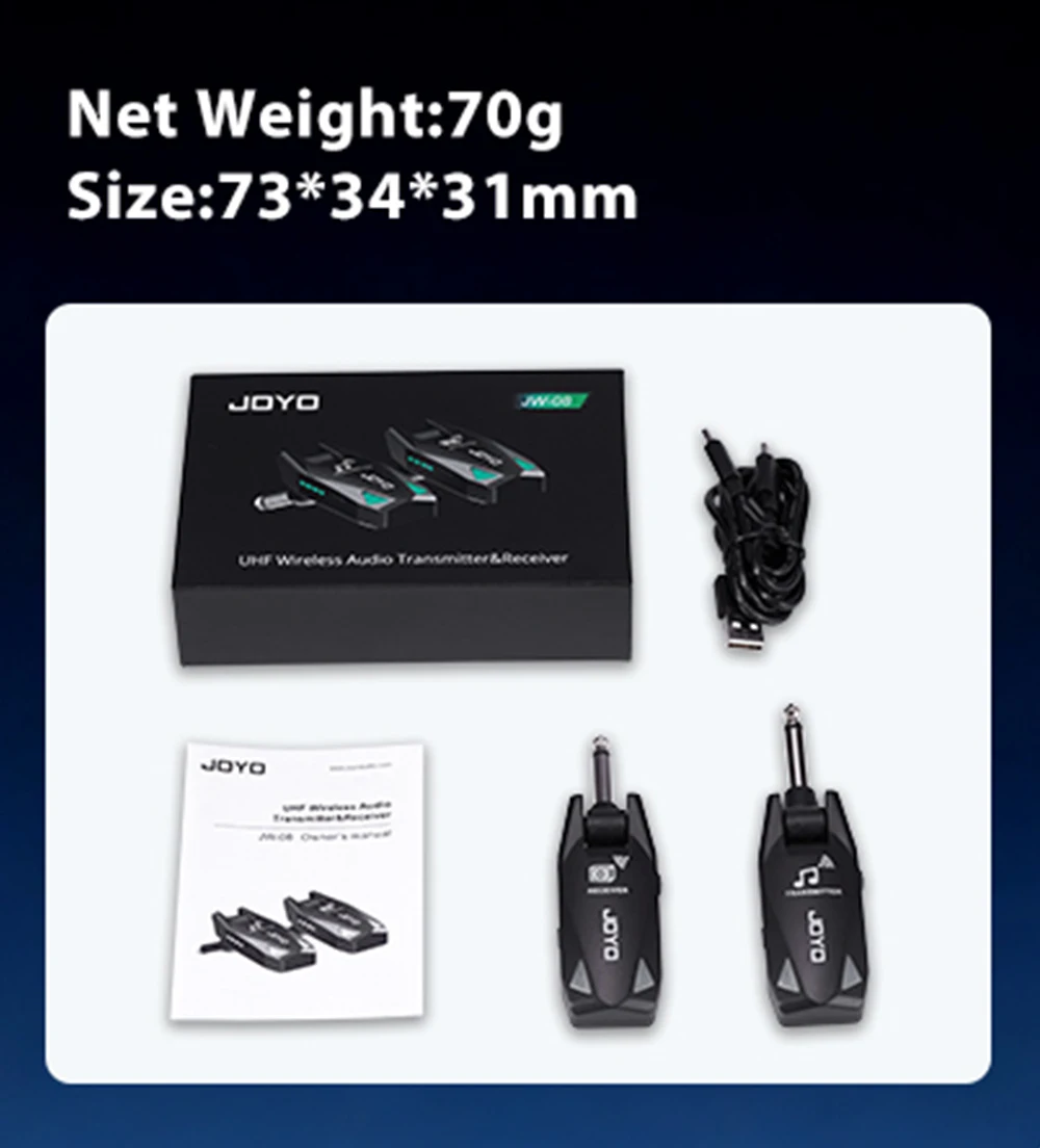 JW-08 Wireless Audio Transmitter Receiver UHF Anti-interference Band 2MS Low Lat
