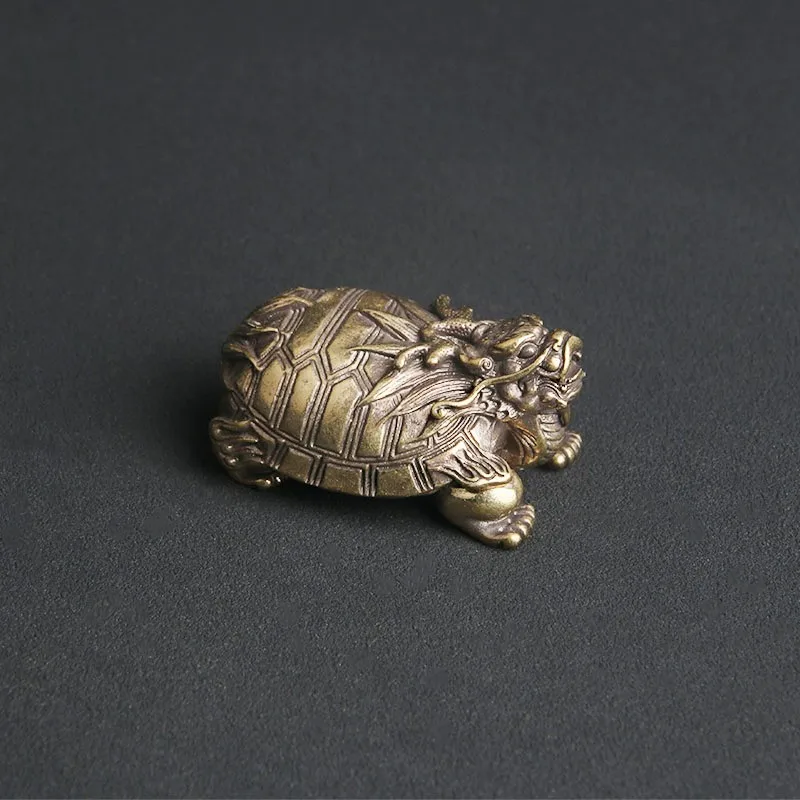 

Antique Brass Dragon Turtle Desktop Ornament Rui Beast Dragon Son Creative Tea Pet Ornament