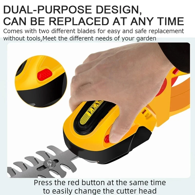Handheld Cordless Electric Hedge Trimmer Garden Shrub Mower 2 in 1 Home Mower Gardening Tools 24V 5