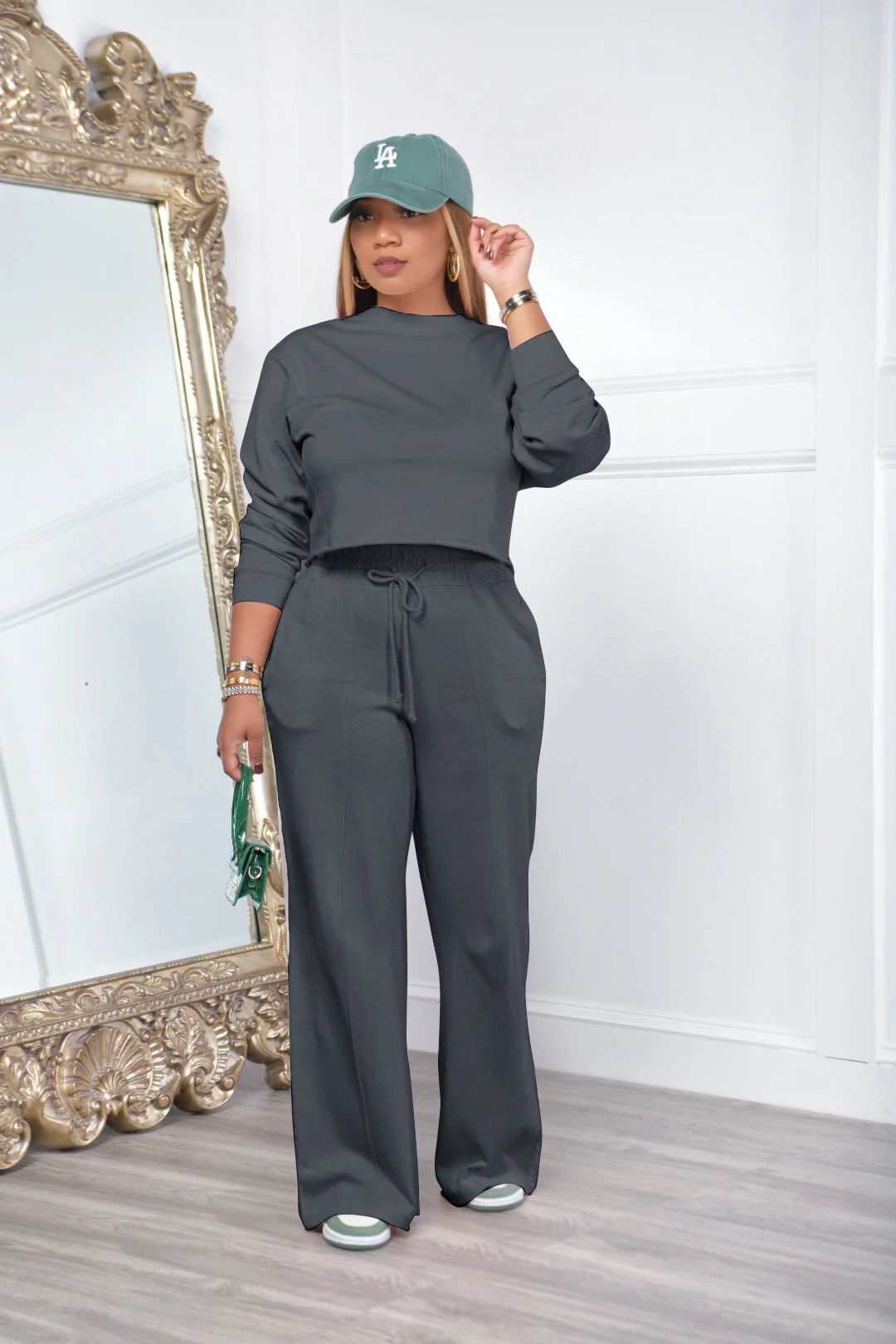 Chiffon Cap Sleeve Scoop Neck Wide Leg Pantsuit Dusk main image 1