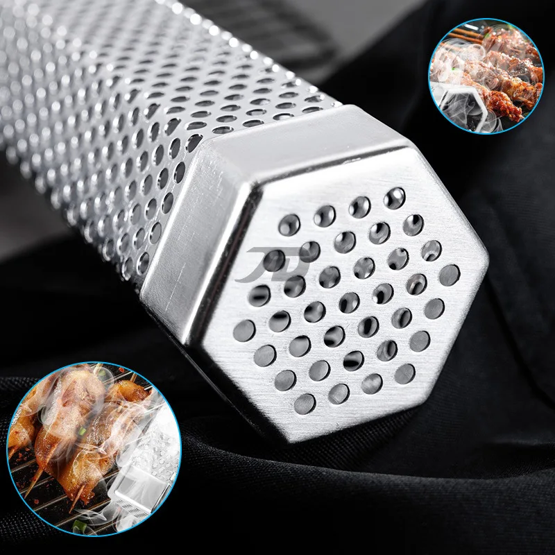 BBQ Grill Outdoor Camping Smoking Mesh Tube Smoke Generator Stainless Barbecue Pellet Smoker Kitchen Utensils Kitchen Gadgets