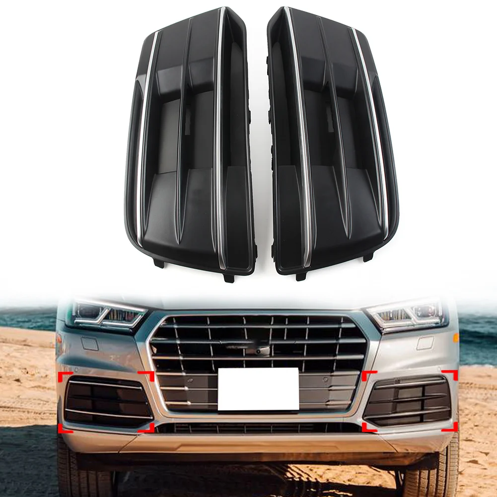 

2Pcs/Pair Car Front Bumper Fog Light Grille Grill Cover For Audi Q5 2018 2019 2020 2021 2022