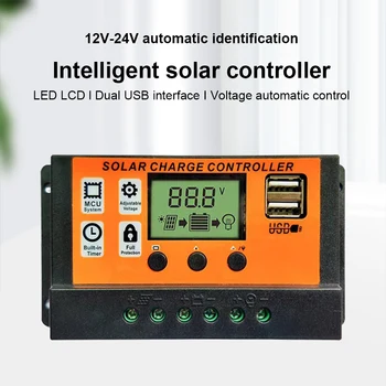 Regolatore Solare 12V/24V 80A 100A con Display LCD LED, Regolatore per Pannelli Solari, Regolatore Batteria Solare, Porta USB