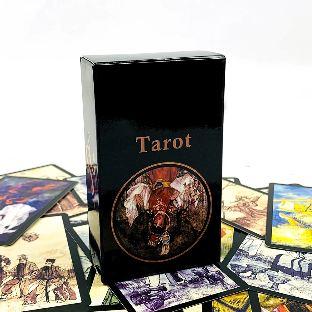새로운 중국 오페라 타로 카드 데크, 블랙 테두리, 독특한 신비로운 디자인, 고품질 카드지, 점술 및 선물 제공에 적합