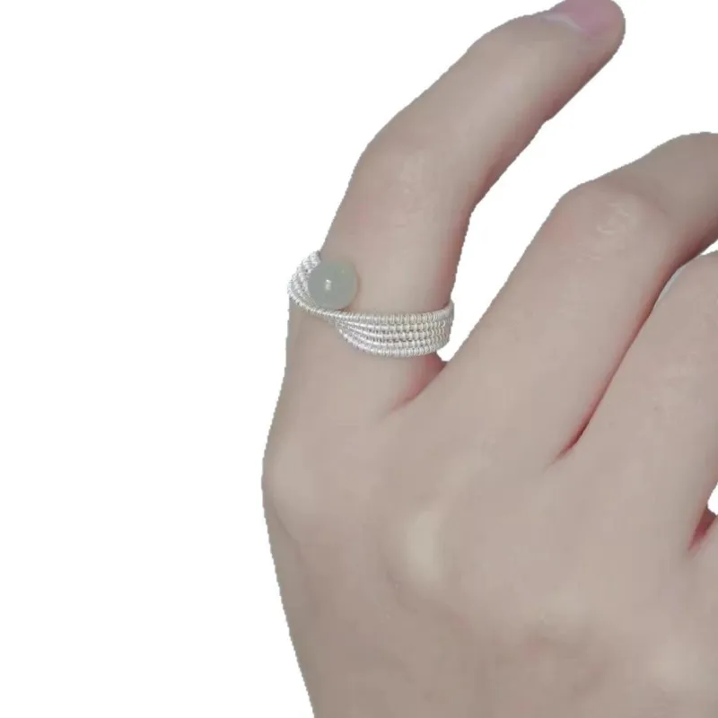Geometric Weaving Line Jade beads Rings for Women 2025 New Simple Fashion Ring Party Jewelry Gifts anillos