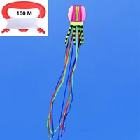 4-colors 3D Jellyfish Kite 7M Colorful Long Tail Ribbon Soft Kite Easy To Fly, Tear Resistant Outdoor Sports Flying Toy 1