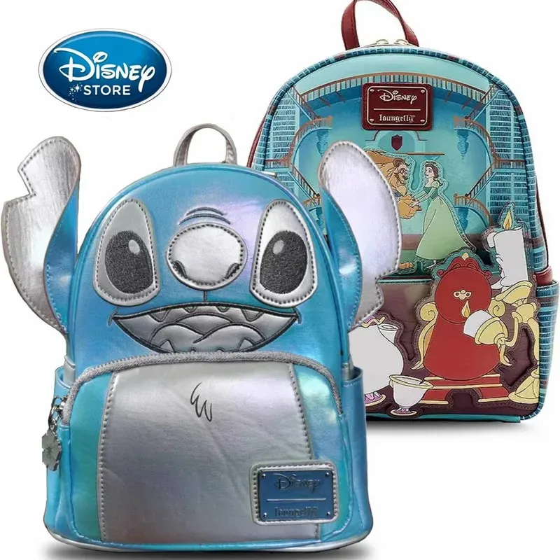 Mochila de couro PU Disney Princess para mulheres, sacos de armazenamento Disneyland Lady Handbag, carteira, ponto dos desenhos animados, Winnie the Pooh, moda