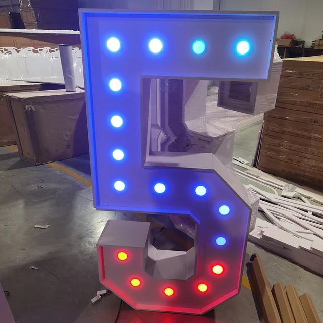 숫자 문자 디자인 Led 5 생일 파티 소품 웨딩 용품 렌탈 배경 사인, 맞춤 숫자 디자인