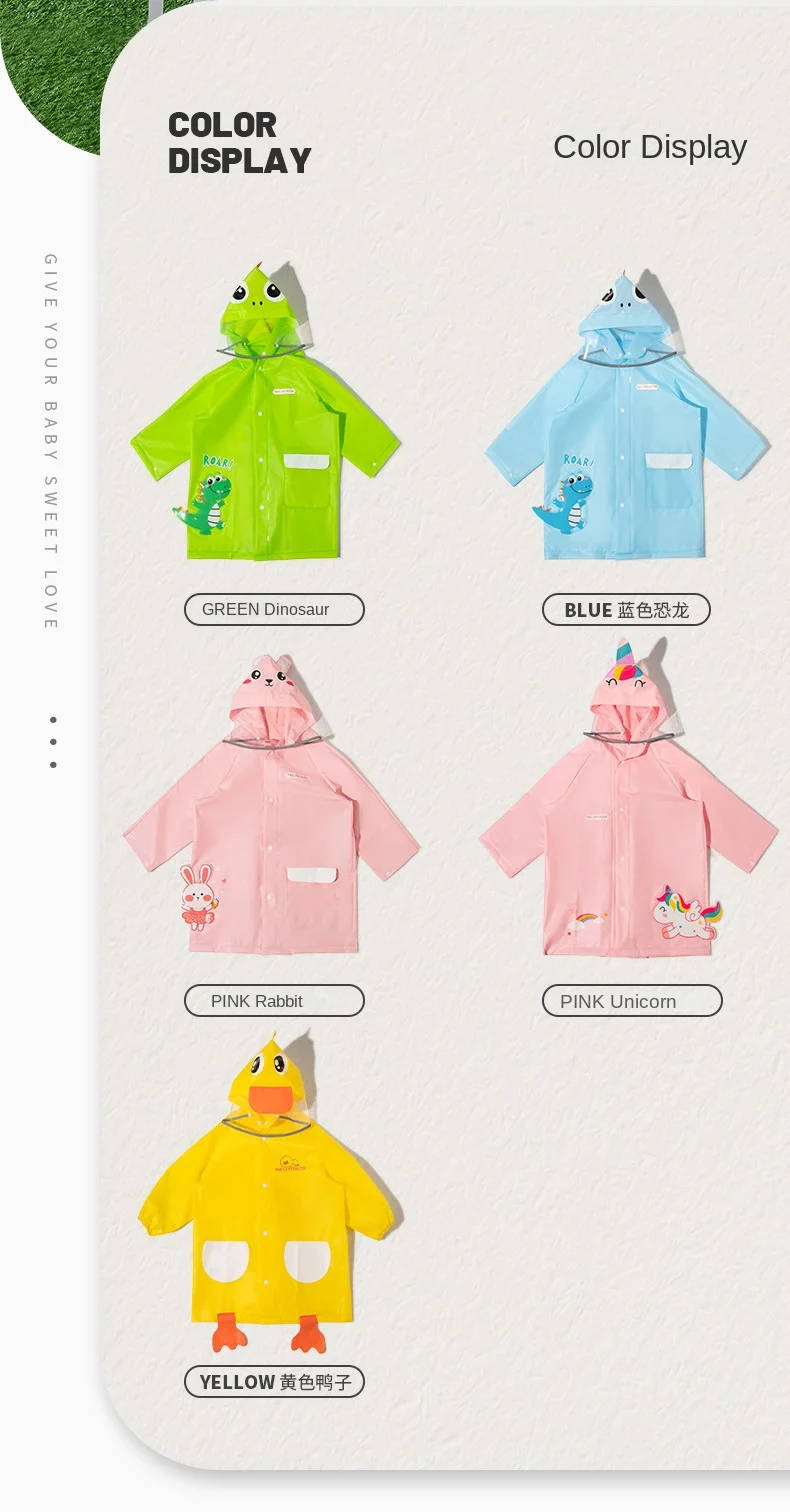 Millikin baby deer cartoon unicorn children's raincoat girls rabbit kindergarten cute poncho rain gear wholesale