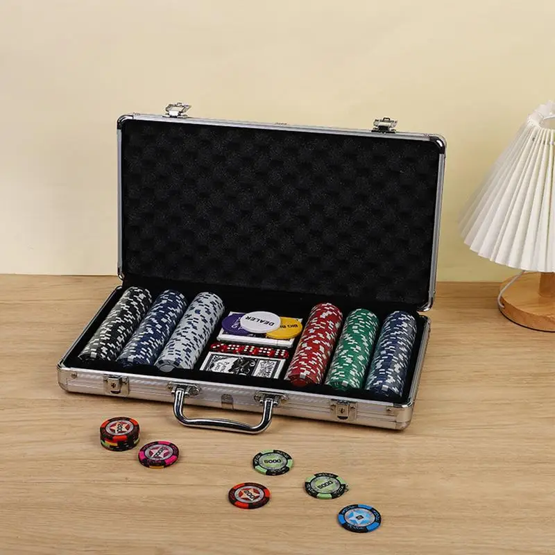 Texas Poker Chips With Box Professional Card Games Counting Casino Poker Game Set Chip Cloth Playing Cards Gambling Games 3