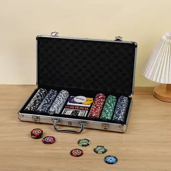 Texas Poker Chips With Box Professional Card Games Counting Casino Poker Game Set Chip Cloth Playing Cards Gambling Games 3