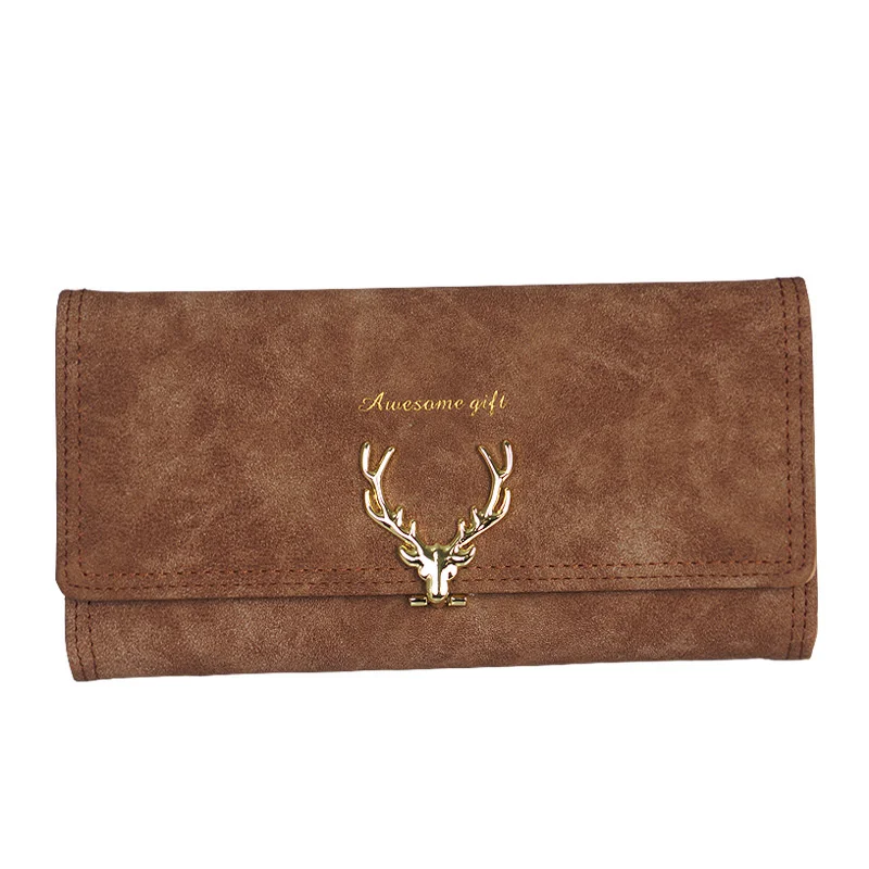 Women's wallet long fashion 30% off Korean creative deer head buckle wallet frosted multifunctional Wallet