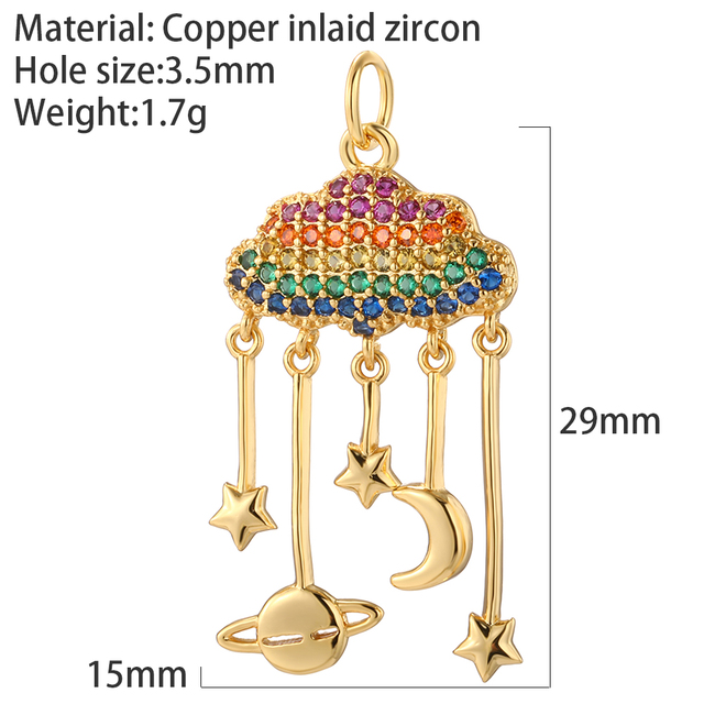 Girl Moon Star Sun Charms Diy Earrings Necklace Bracelet Evil Blue Eye Charms for Jewelry Making Supplies Gold Plated