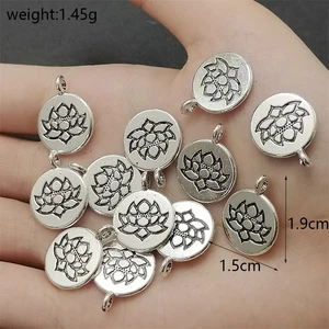 Charms Practicing Yoga Lotus Antique Silver Color Pendants DIY Findings Tibetan Making Necklace Earrings Bracelet Jewelry Craft