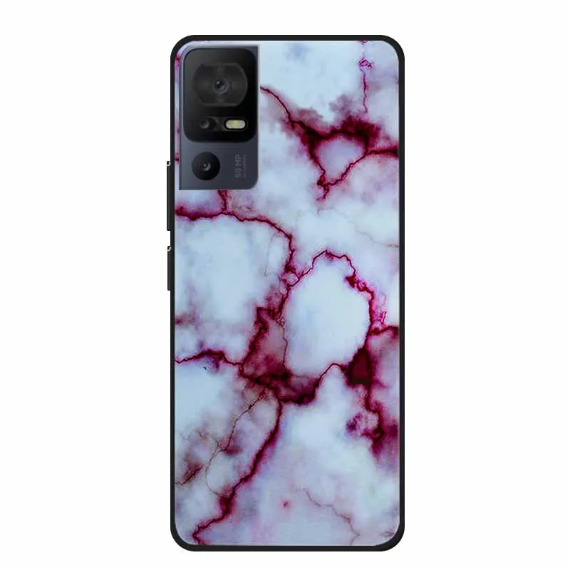 Luxury Silicone Protective Soft Phone Case with Marble Art Design in Vibrant Colors