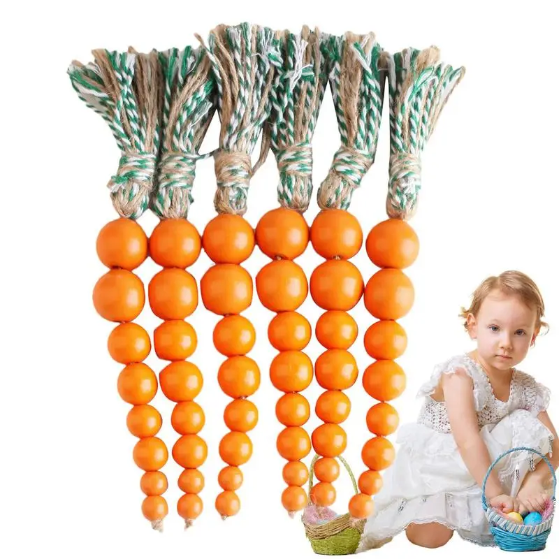 

Carrot Ornament 6pcs Fake Carrots Wood Bead Garland For Easter Farmhouse Home Decor Spring Easter Carrot Crafts Easter Tiered