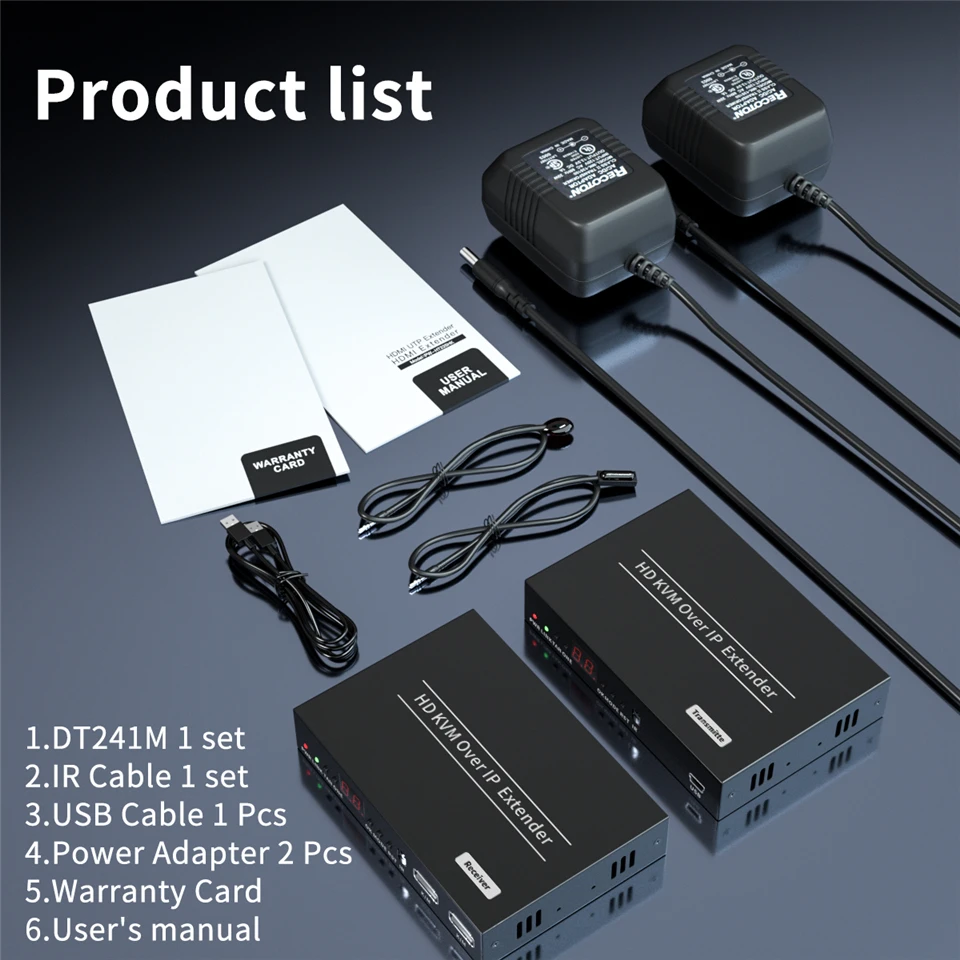 IP Network USB 2.0 KVM Extender RJ45 Ports 1080P HDMI Over LAN KVM Extender 200m