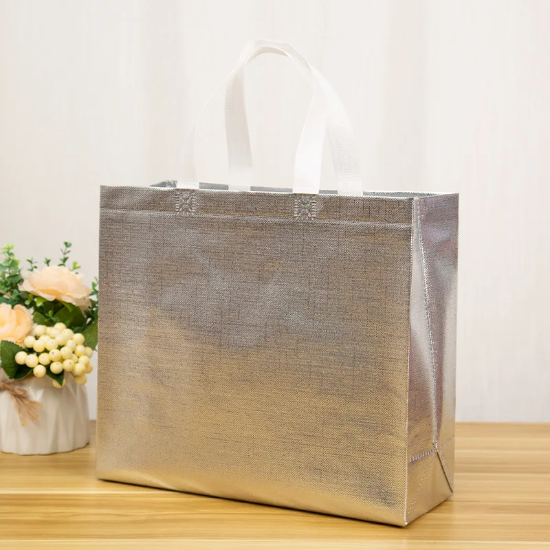 Waterproof Embossed Non-woven Fabric Grocery Bag Film Coated Laser Bag Takeaway Bag Shopping Pouch Eco Bag Shopping Bags 5