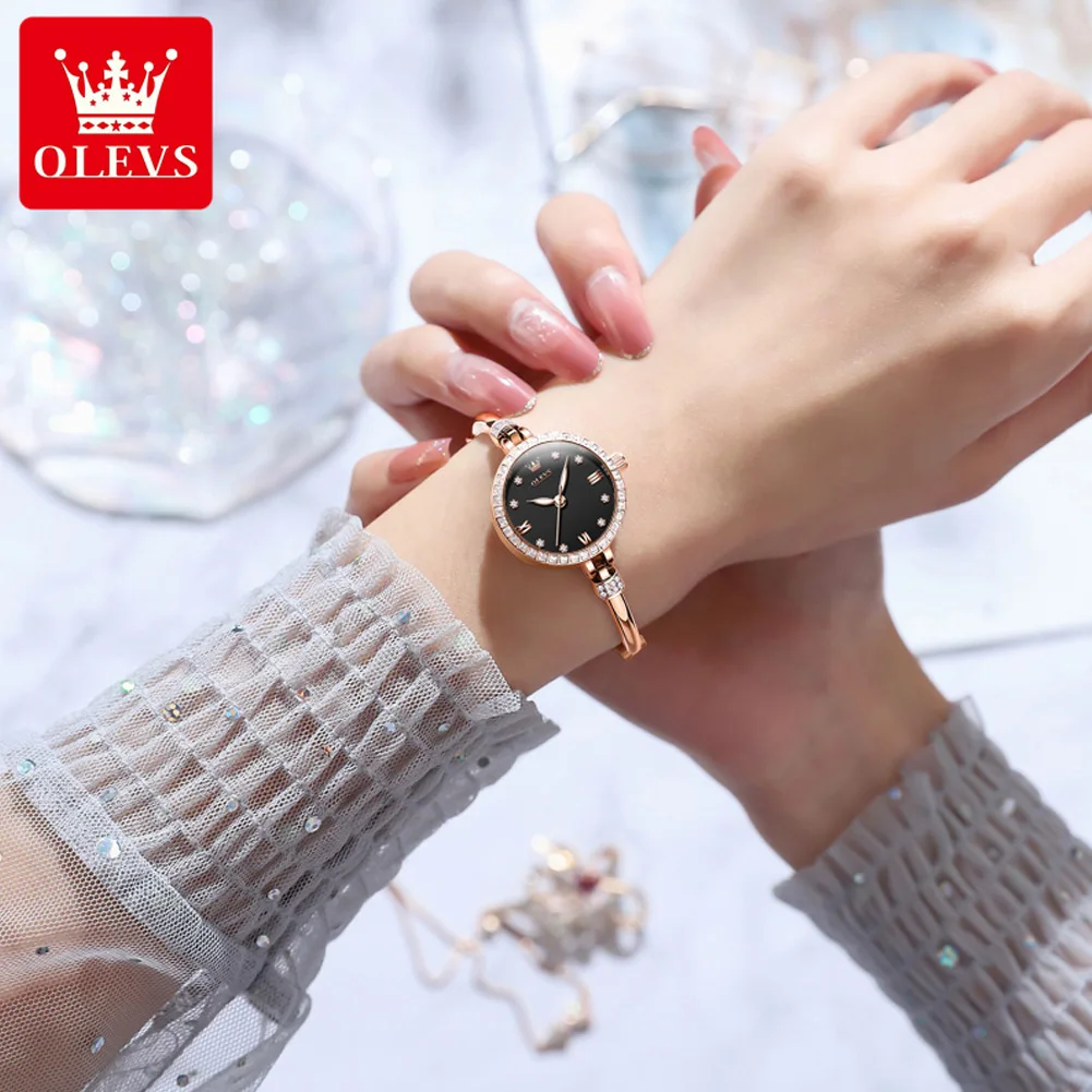 Women Watches OLEVS Bracelet Watch for Women Ultra Thin 8mm Luxury Fashion Quartz Wristwatch Diamond Dial Watch Gifts for Female